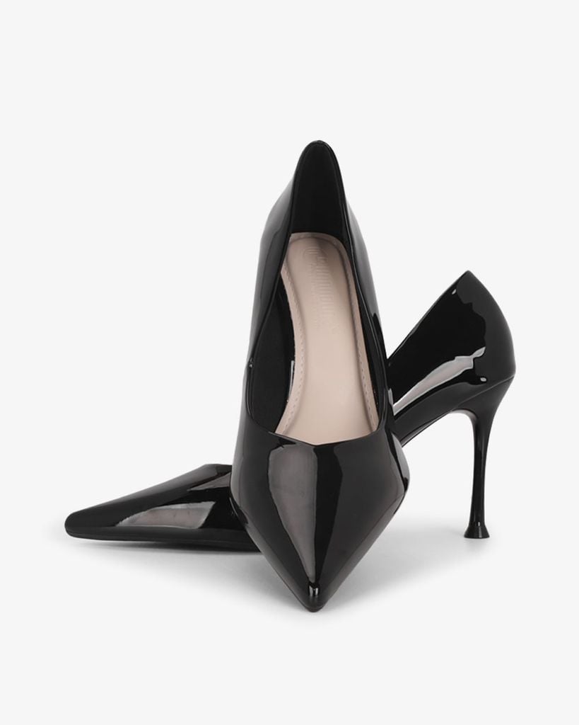 Giày Cao Gót Hạnh Dung Da Bóng Mũi Nhọn HD27337BI