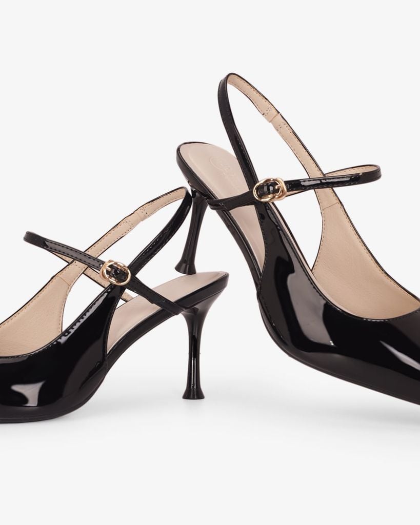 Giày Sandal Cao Gót Hạnh Dung Quai Hậu Mảnh HD27338BI