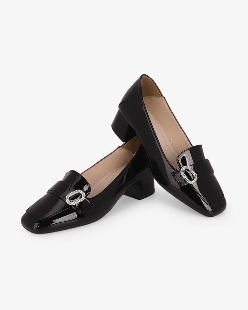 Giày Cao Gót Hạnh Dung Yếm Khóa Tròn HD27339BI