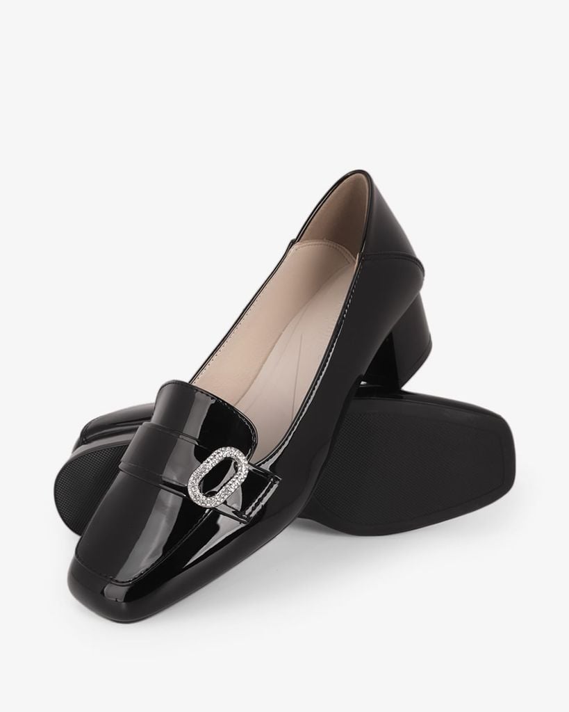 Giày Cao Gót Hạnh Dung Yếm Khóa Tròn HD27339BI