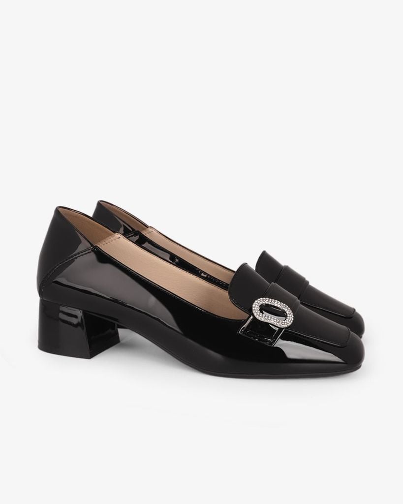 Giày Cao Gót Hạnh Dung Yếm Khóa Tròn HD27339BI