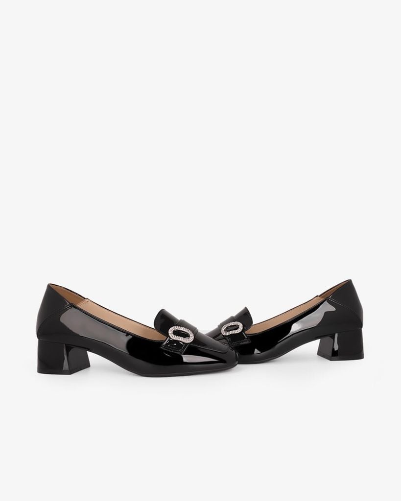 Giày Cao Gót Hạnh Dung Yếm Khóa Tròn HD27339BI