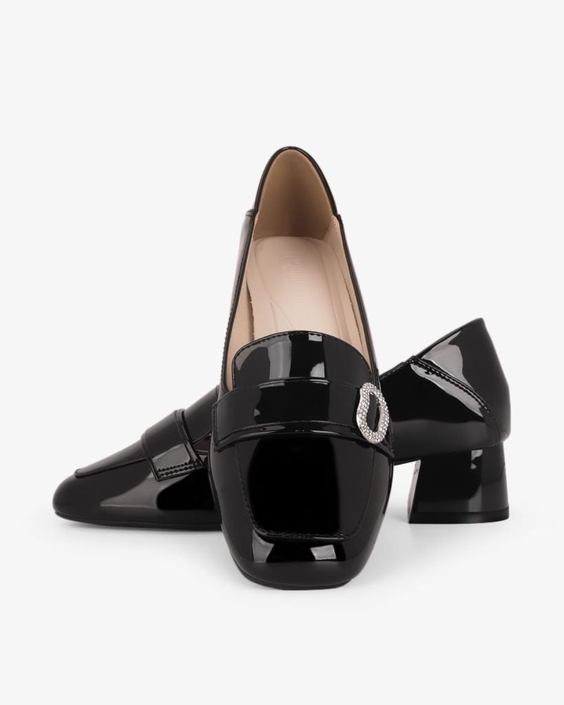 Giày Cao Gót Hạnh Dung Yếm Khóa Tròn HD27339BI