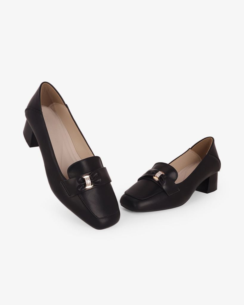 Giày Cao Gót Hạnh Dung Yếm Khóa Nơ HD27340BI