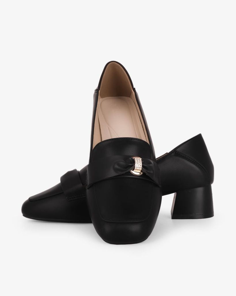 Giày Cao Gót Hạnh Dung Yếm Khóa Nơ HD27340BI