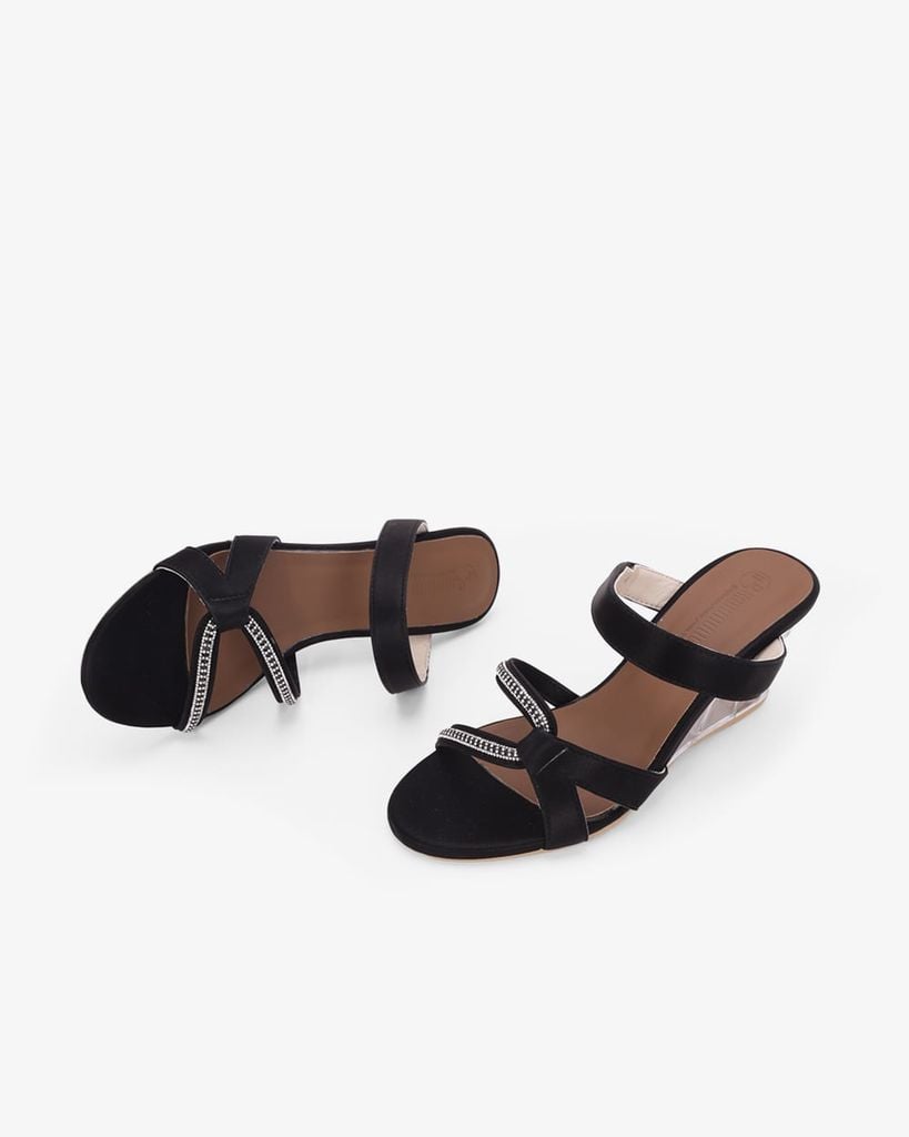 Dép Đế Xuồng Hạnh Dung Quai Chéo Dây Xoàn HD27344BI