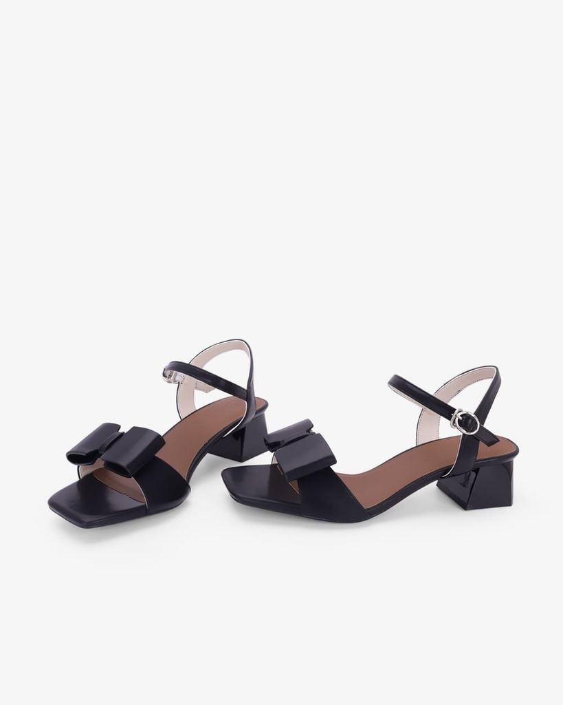 Sandal Hạnh Dung Cao Gót Quai Nơ To  HD27345BI