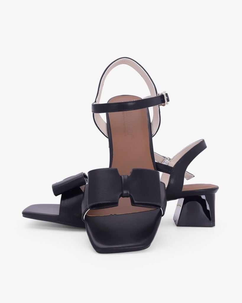 Sandal Hạnh Dung Cao Gót Quai Nơ To  HD27345BI
