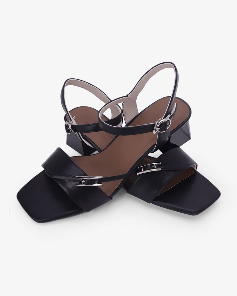 Sandal Hạnh Dung Cao Gót Quai Chéo Khóa HD27346BI