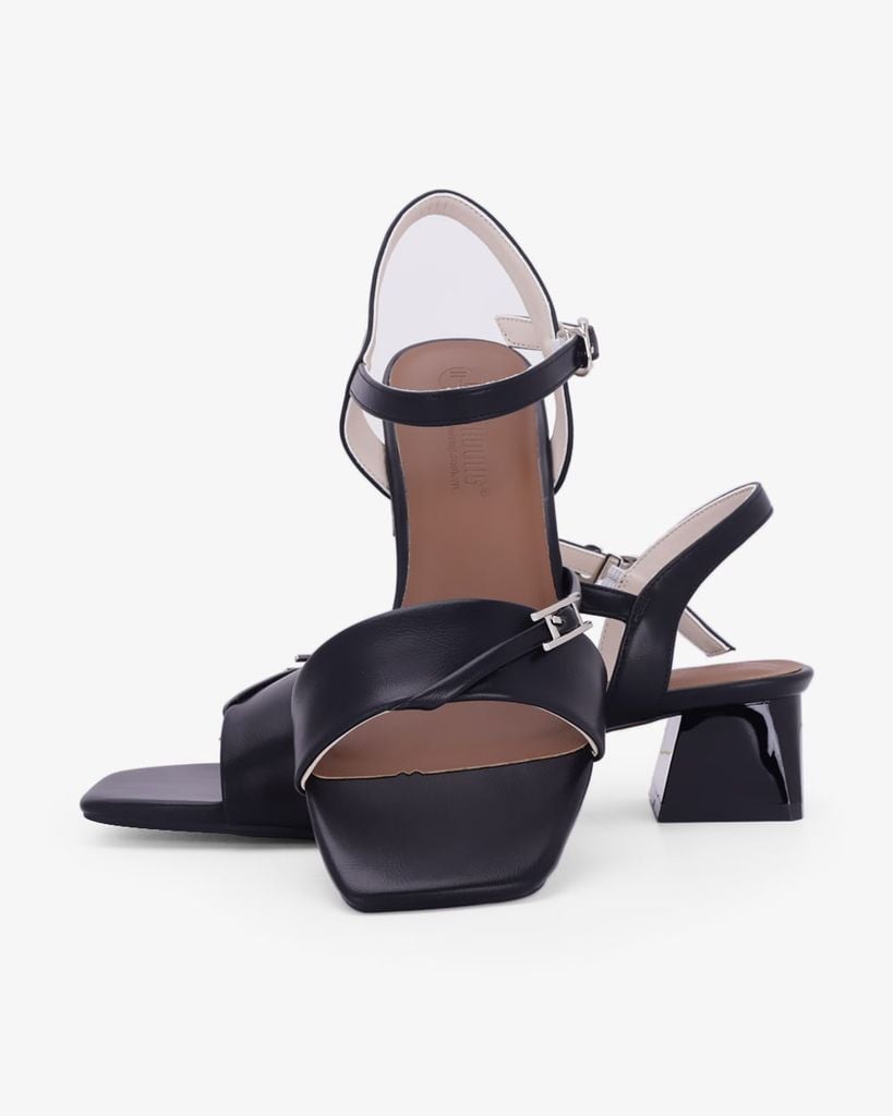 Sandal Hạnh Dung Cao Gót Quai Chéo Khóa HD27346BI