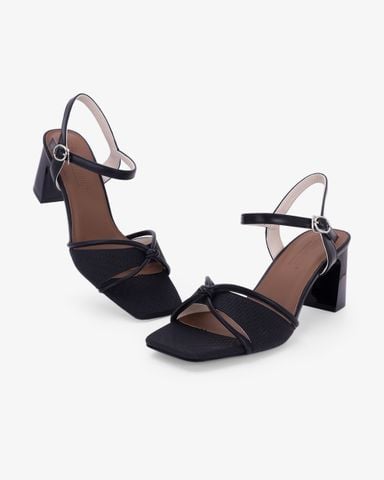 Sandal Hạnh Dung Cao Gót Nơ Quai Mảnh HD27348BI