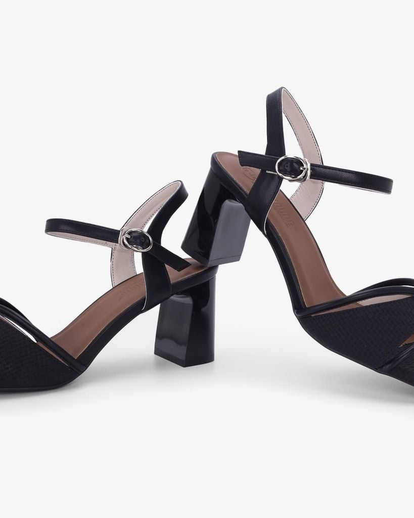 Sandal Hạnh Dung Cao Gót Nơ Quai Mảnh HD27348BI