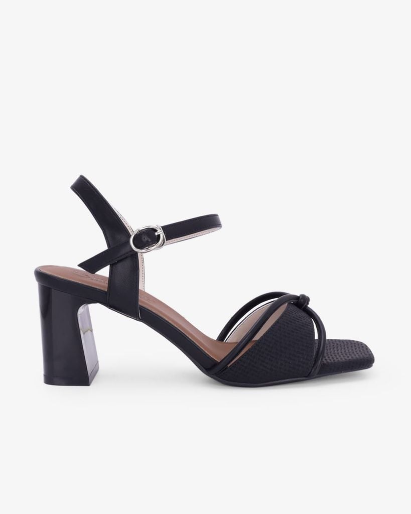 Sandal Hạnh Dung Cao Gót Nơ Quai Mảnh HD27348BI