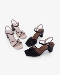 Sandal Hạnh Dung Cao Gót Nơ Quai Mảnh HD27348BI