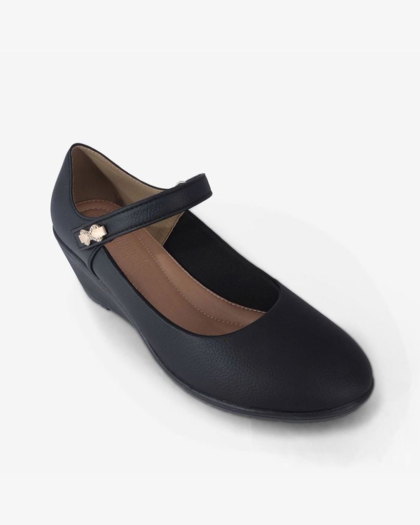 Giày Đế Xuồng Hạnh Dung Mũi Tròn Khóa Dán HD29170AY