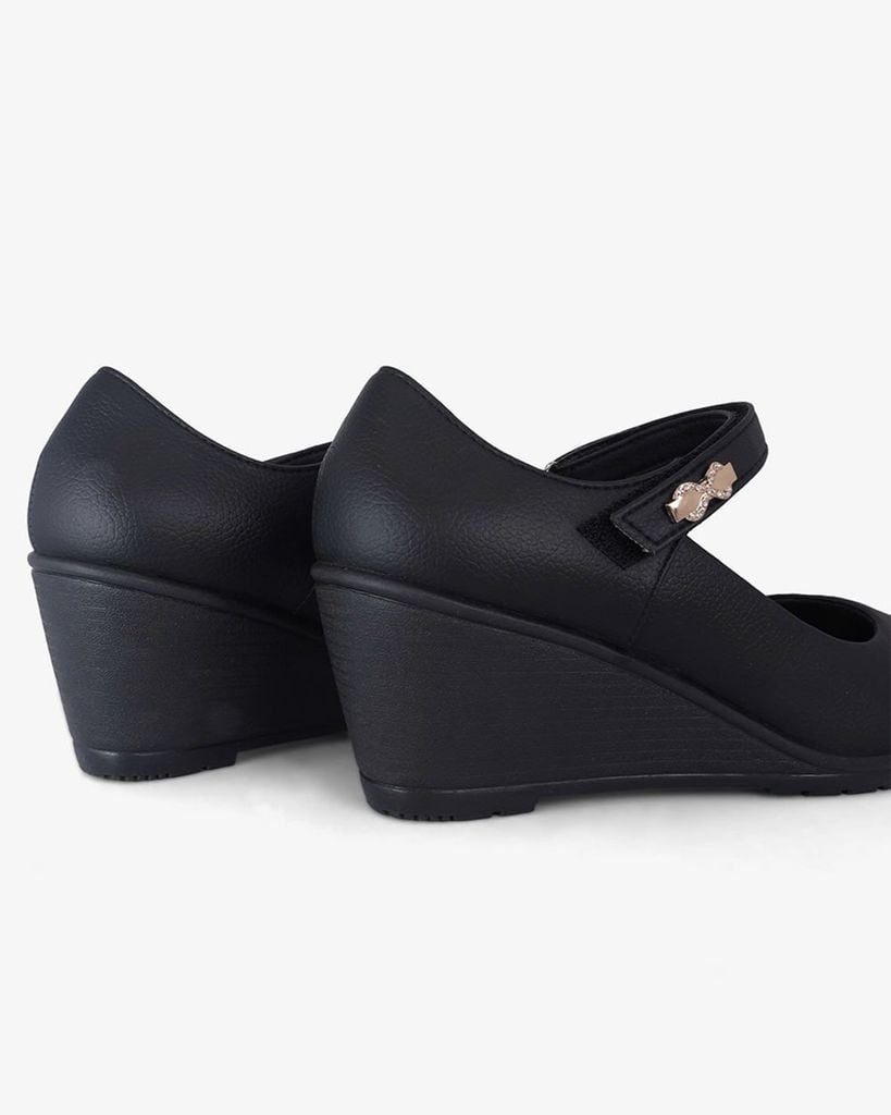 Giày Đế Xuồng Hạnh Dung Mũi Tròn Khóa Dán HD29170AY