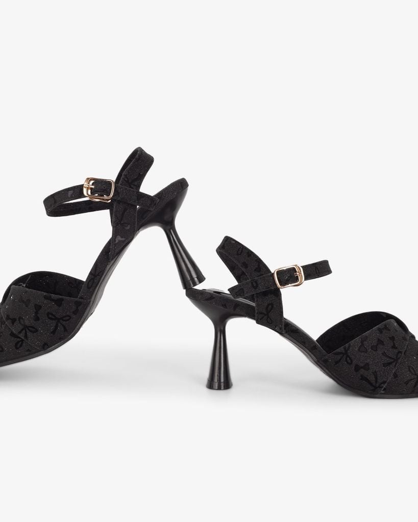 Sandal Hạnh Dung Cao Gót Quai Chéo Kim Tuyến Nơ HD29196AY