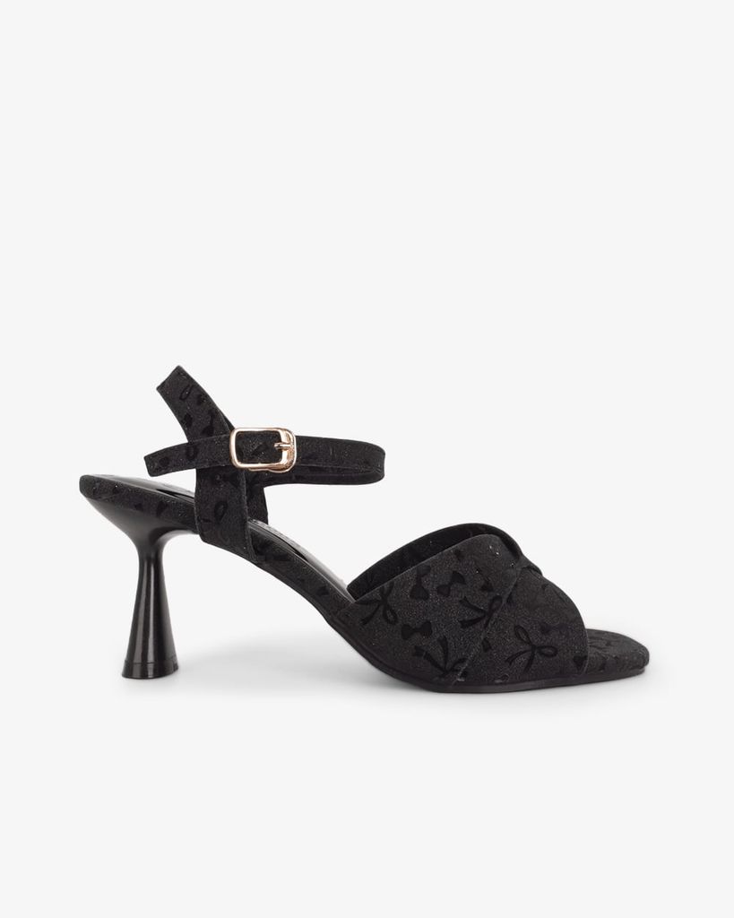 Sandal Hạnh Dung Cao Gót Quai Chéo Kim Tuyến Nơ HD29196AY