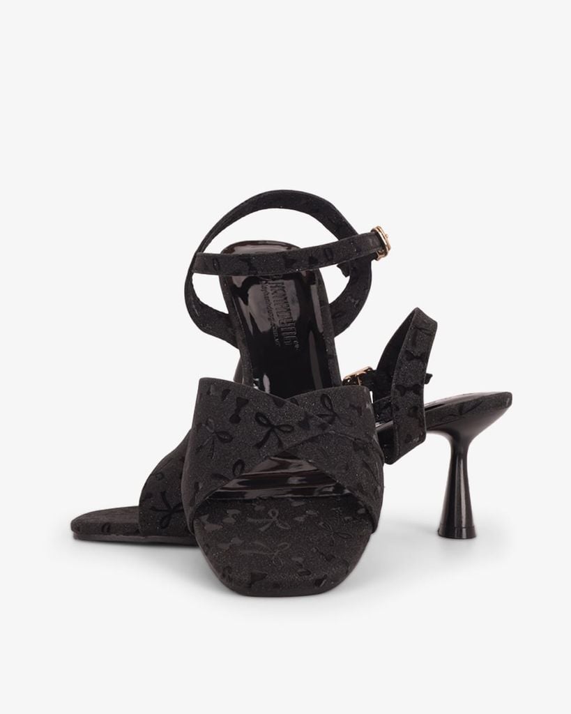 Sandal Hạnh Dung Cao Gót Quai Chéo Kim Tuyến Nơ HD29196AY