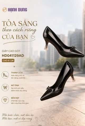 Giày Cao Gót Hạnh Dung Nơ Phối Si HD041129AD