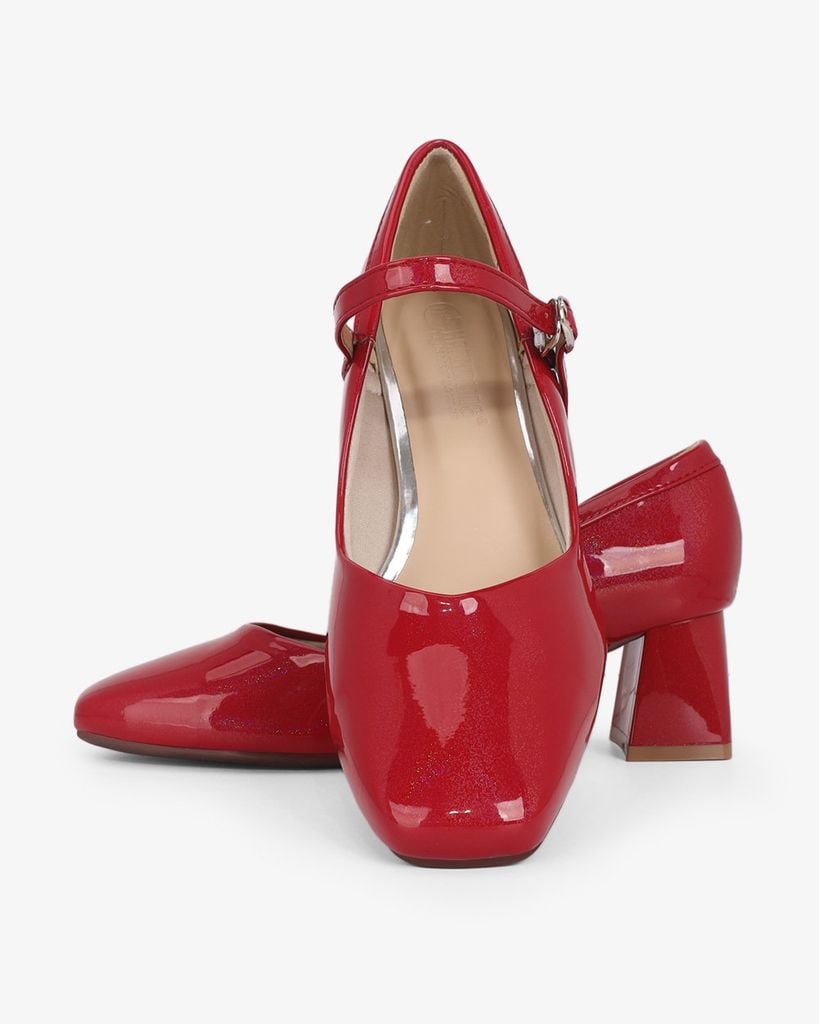 Giày Cao Gót Hạnh Dung Da Bóng Kim Tuyến HD0658BA