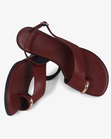 Sandal Xẹp Hạnh Dung Xỏ Ngón Khóa Vàng HD1074BN