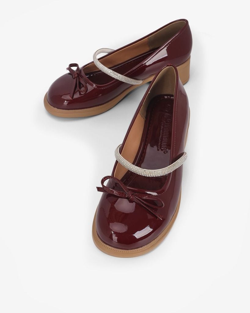 Giày Cao Gót Hạnh Dung Nơ Mảnh Quai Xoàn HD11133AV