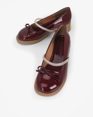 Giày Cao Gót Hạnh Dung Nơ Mảnh Quai Xoàn HD11133AV