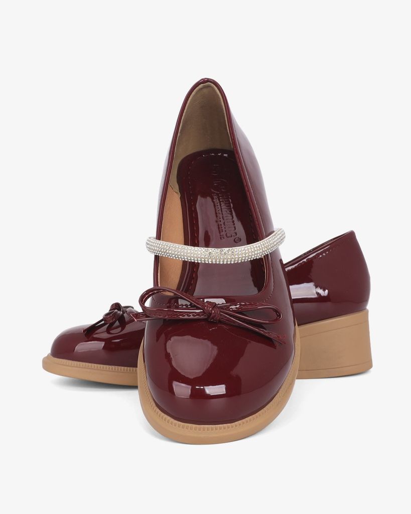 Giày Cao Gót Hạnh Dung Nơ Mảnh Quai Xoàn HD11133AV