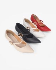 Giày Cao Gót Hạnh Dung  Cổ Tim Trơn Mũi Nhọn HD11145AV