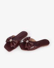 Dép Xẹp Hạnh Dung Bản Nơ Khóa Hoa HD12295AM