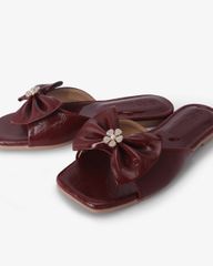 Dép Xẹp Hạnh Dung Bản Nơ Khóa Hoa HD12295AM