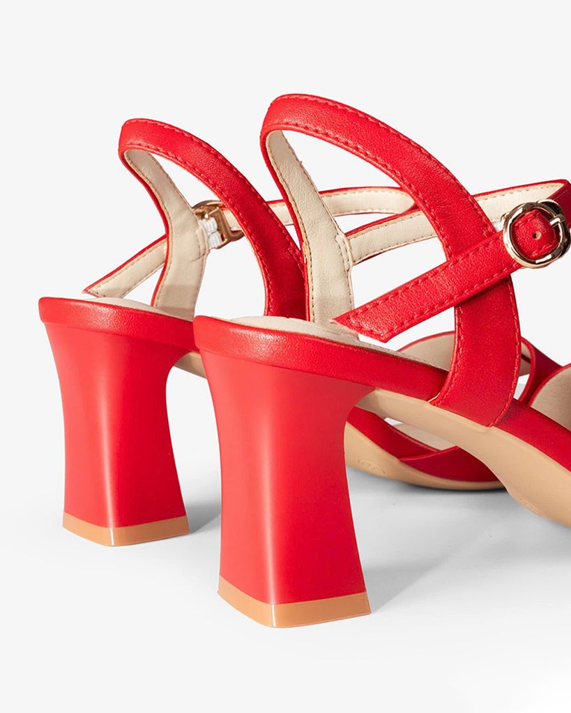 Sandal Cao Gót Hạnh Dung Quai Ngang Khóa Nịt HD27276BI