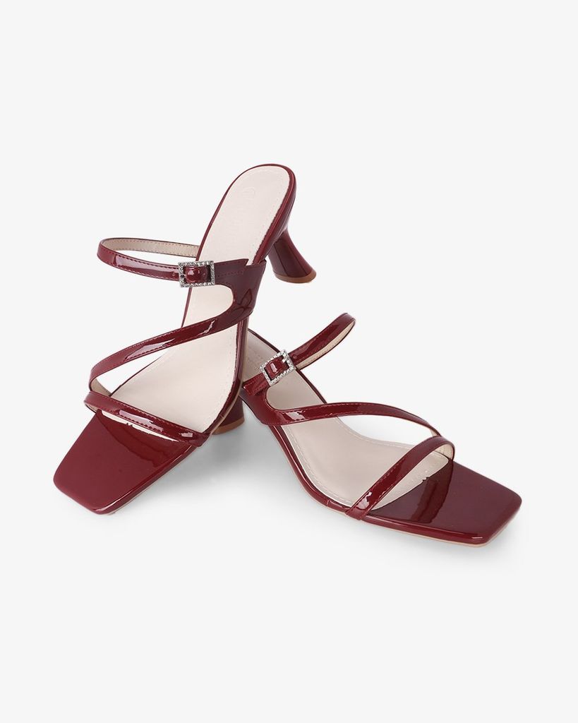 Dép Cao Gót Hạnh Dung Quai Mảnh Phối Khóa HD27327BI