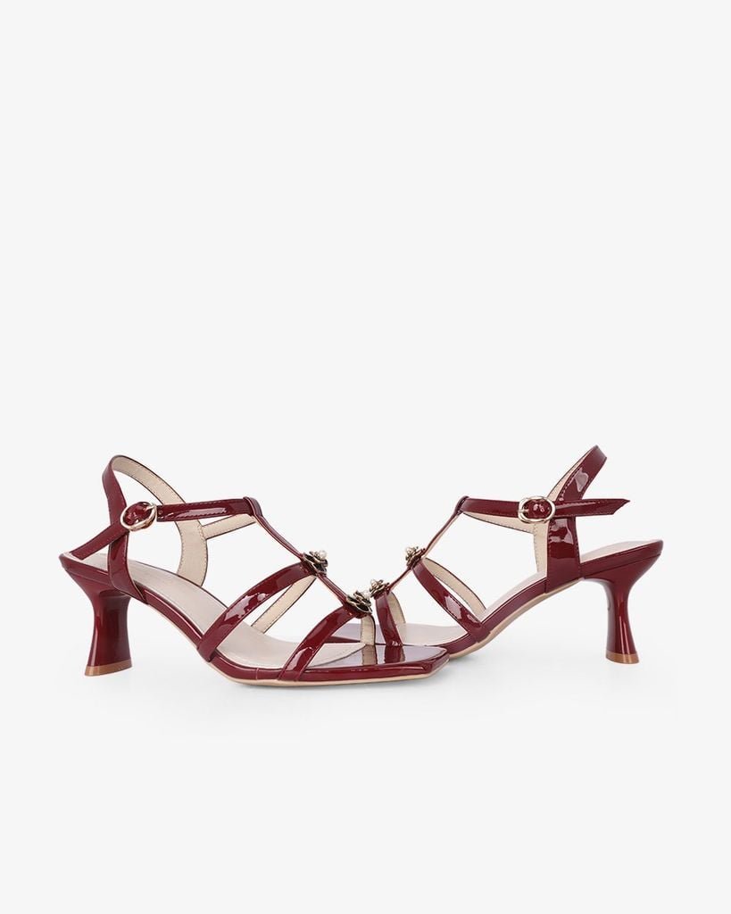 Giày Sandal Hạnh Dung Ba Quai Mảnh Khóa Hoa HD27328BI