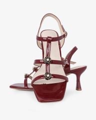 Giày Sandal Hạnh Dung Ba Quai Mảnh Khóa Hoa HD27328BI