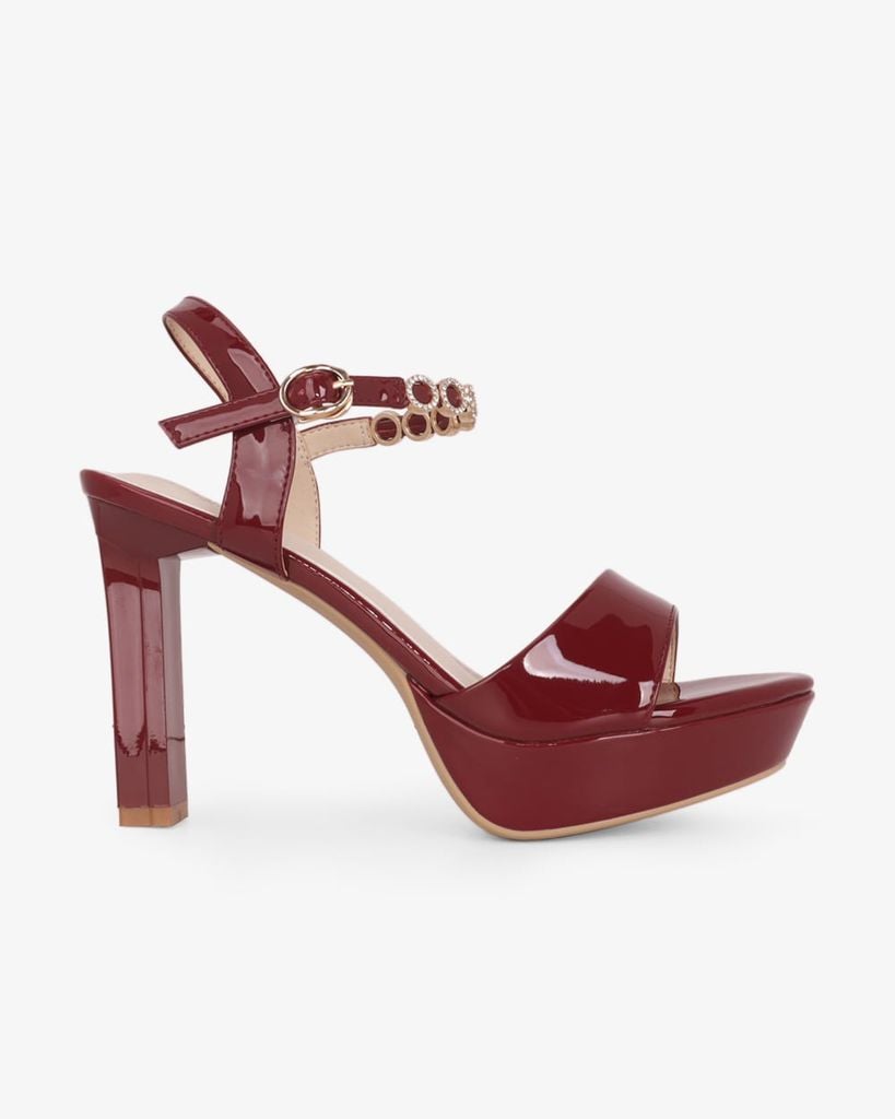 Sandal Hạnh Dung Cao Gót Quai Cổ Chân Đính Khoen HD27331BI