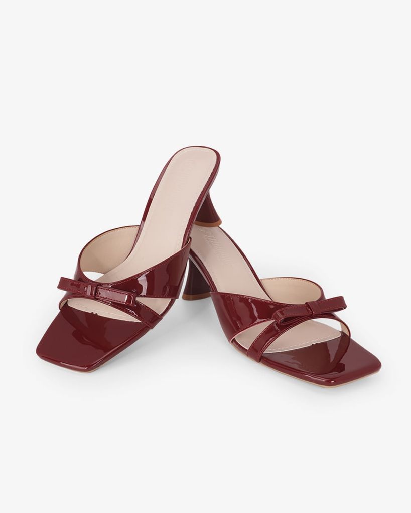 Dép Cao Gót Hạnh Dung Quai Ngang Quấn Nơ HD27332BI