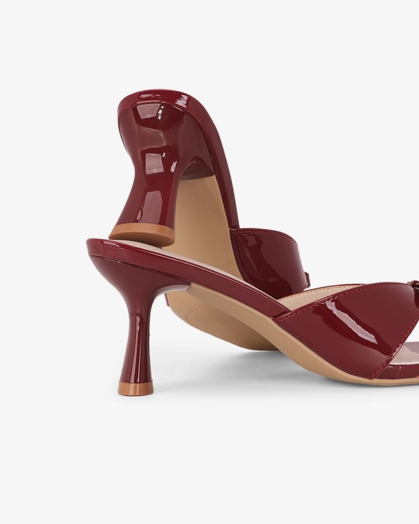 Dép Cao Gót Hạnh Dung Quai Ngang Quấn Nơ HD27332BI