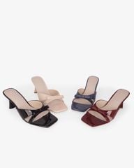 Dép Cao Gót Hạnh Dung Quai Ngang Quấn Nơ HD27332BI