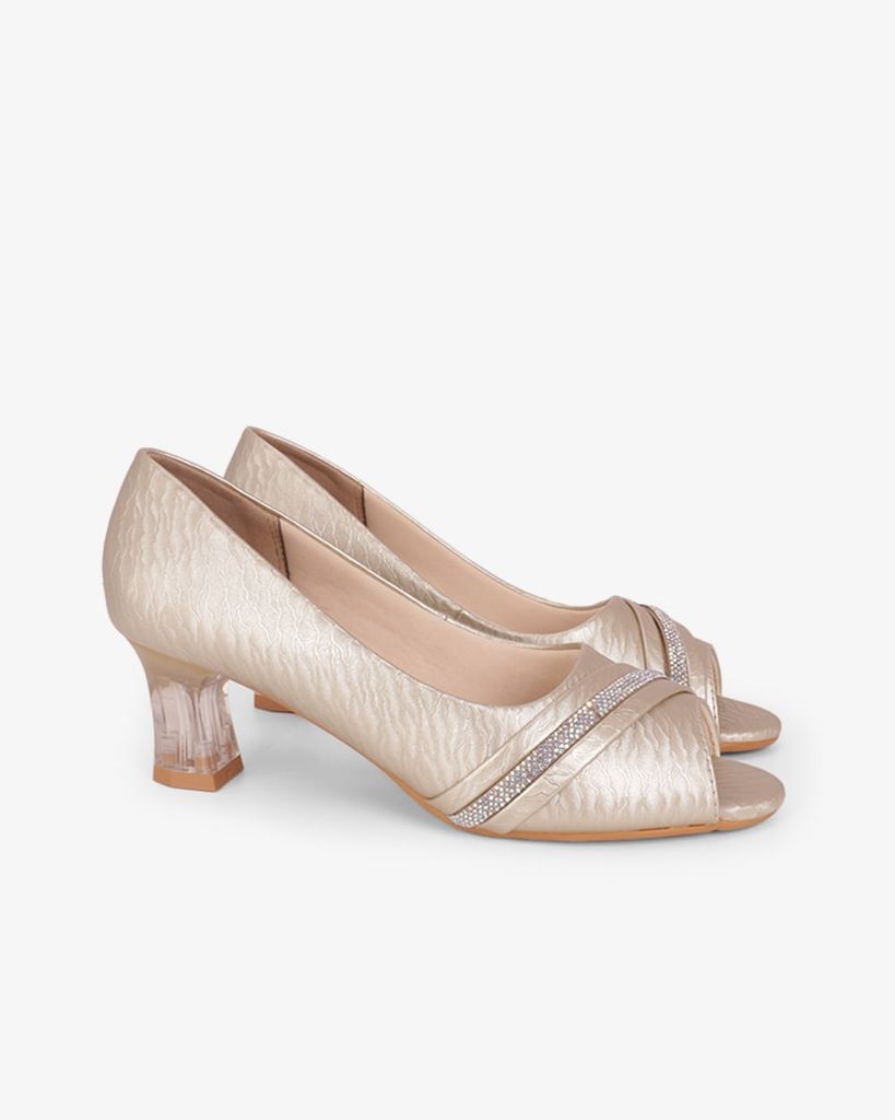 Giày Cao Gót Hạnh Dung Hở Mũi Xoàn Ngang HD041105AD