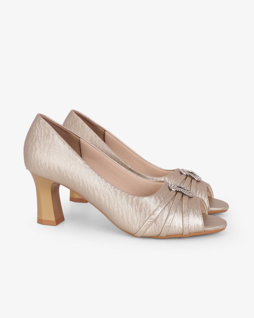 Giày Cao Gót Hạnh Dung Hở Mũi Xoàn Oval HD041106AD