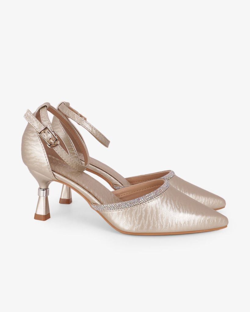 Giày Sandal Cao Gót Hạnh Dung Bít Mũi Quai Xoàn HD041107AD