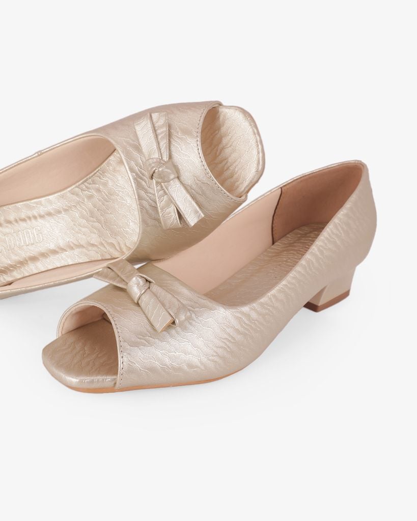 Giày Cao Gót Hạnh Dung Hở Mũi Dây Nơ HD041108AD