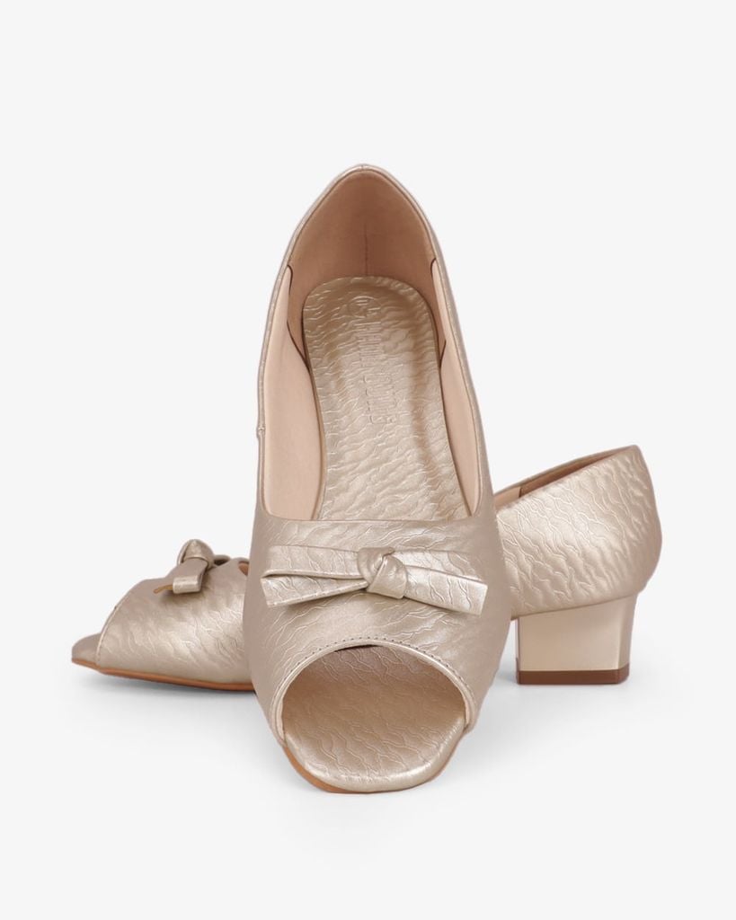 Giày Cao Gót Hạnh Dung Hở Mũi Dây Nơ HD041108AD