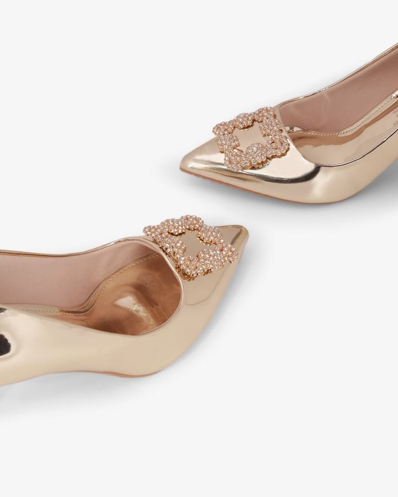 Giày Cao Gót Hạnh Dung Khóa Vuông Bông Tuyết HD0949AS