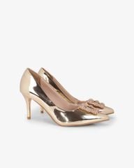 Giày Cao Gót Hạnh Dung Khóa Vuông Bông Tuyết HD0949AS