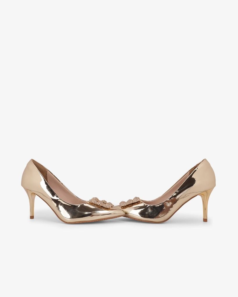 Giày Cao Gót Hạnh Dung Khóa Vuông Bông Tuyết HD0949AS