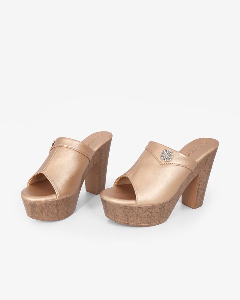 Dép Cao Gót Hạnh Dung Quai Bản Đắp HD12298AM