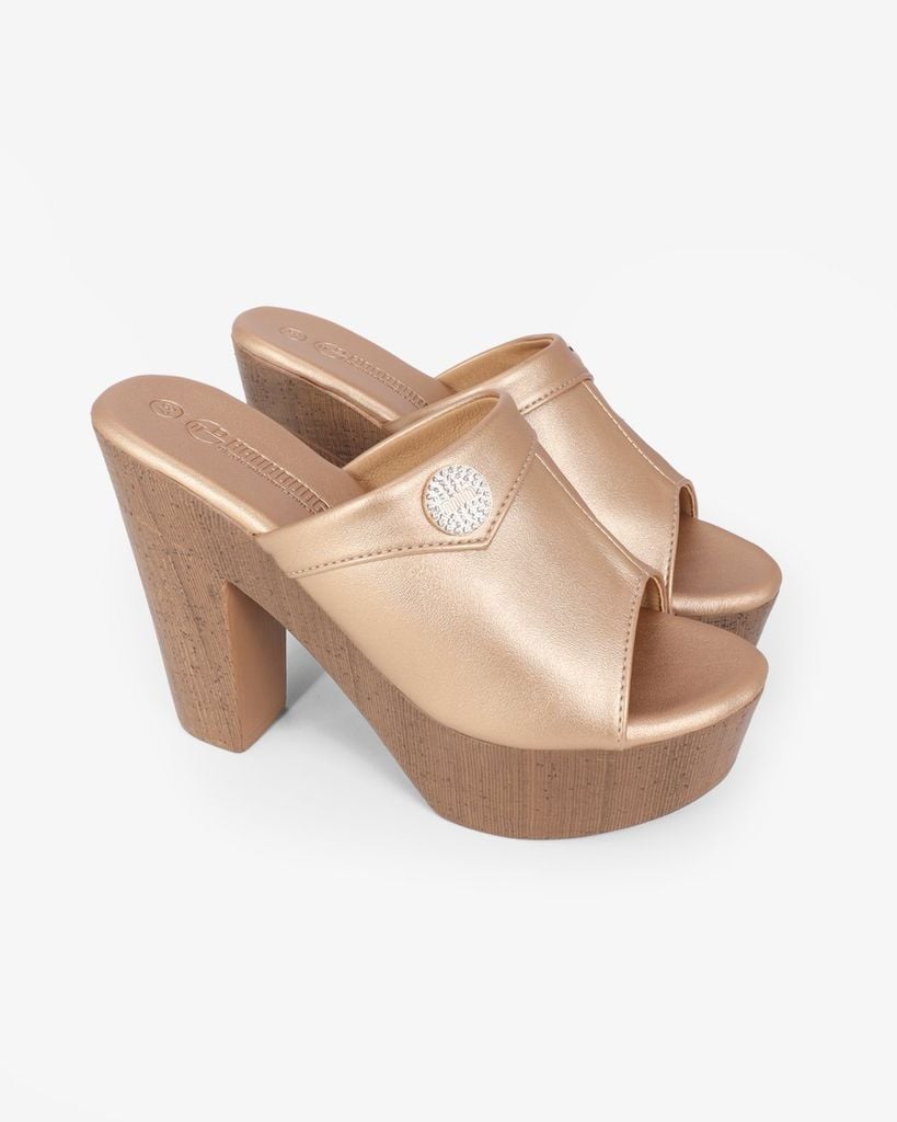 Dép Cao Gót Hạnh Dung Quai Bản Đắp HD12298AM